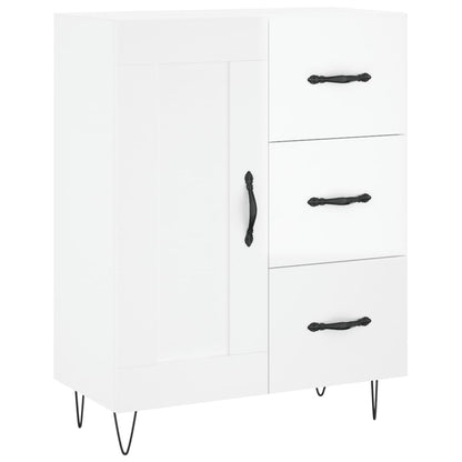 Buffet haut blanc brillant 69,5x34x180 cm en bois