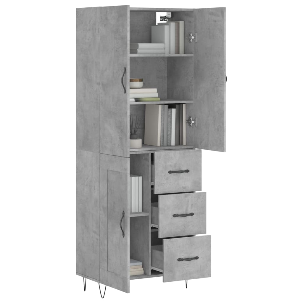 Highboard Betongrau 69,5x34x180 cm Holzwerkstoff