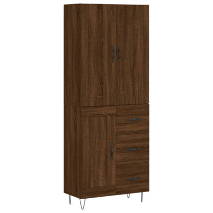 Buffet haut aspect chêne brun 69,5x34x180 cm en bois