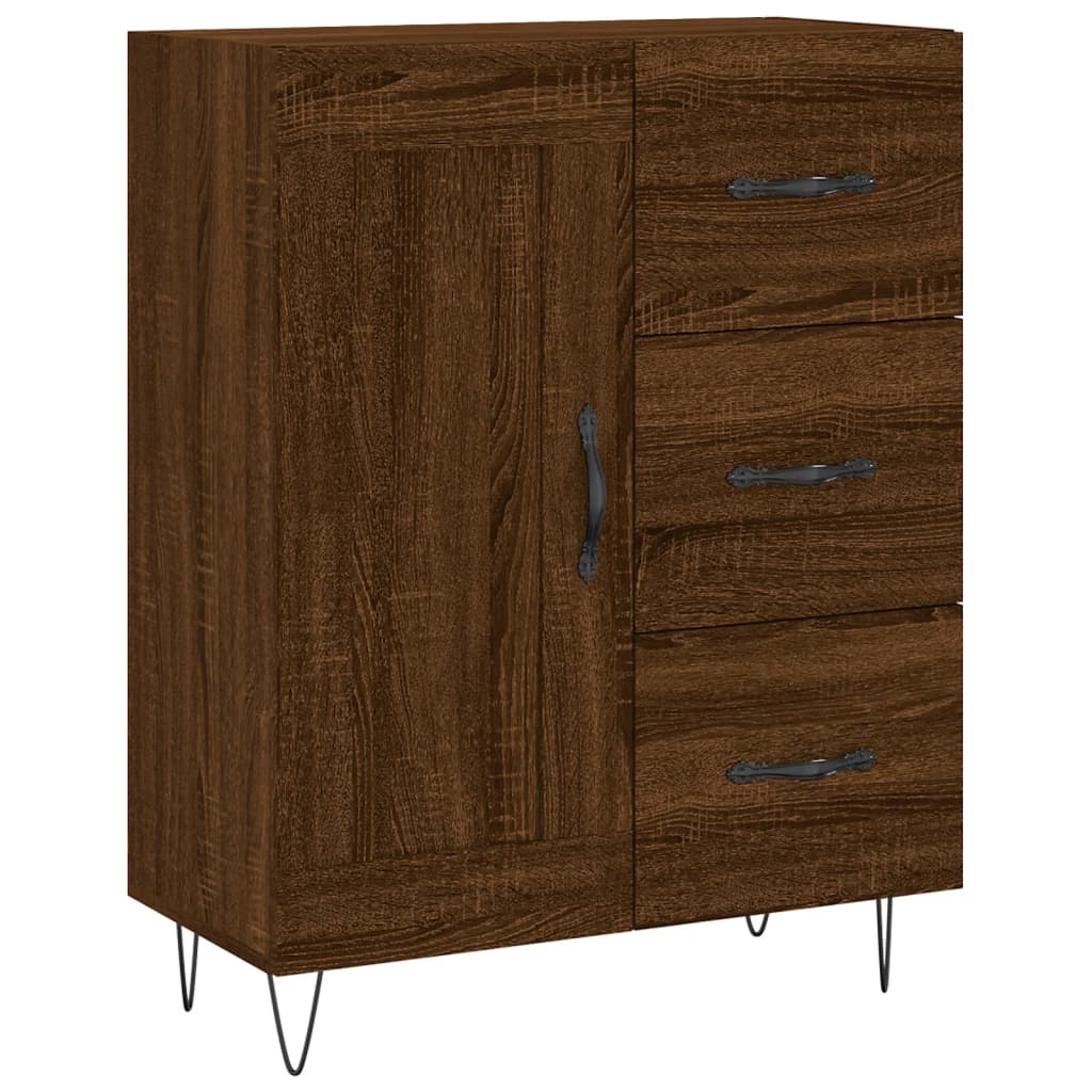 Buffet haut aspect chêne brun 69,5x34x180 cm en bois