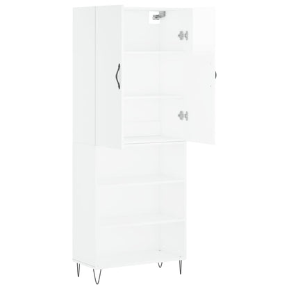 Buffet haut blanc brillant 69,5x34x180 cm en bois