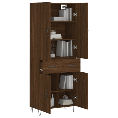 Buffet haut aspect chêne brun 69,5x34x180 cm en bois