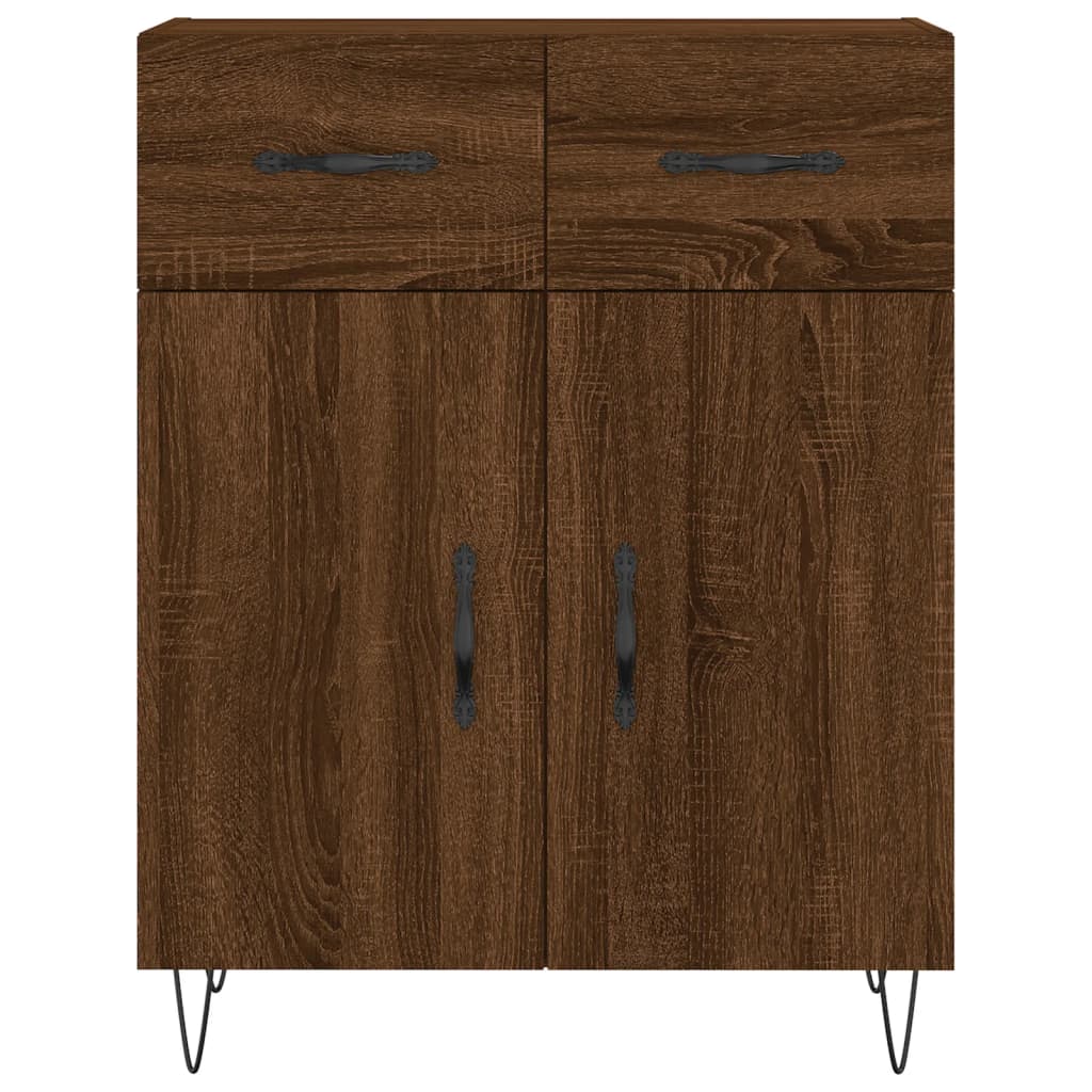 Buffet haut aspect chêne brun 69,5x34x180 cm en bois