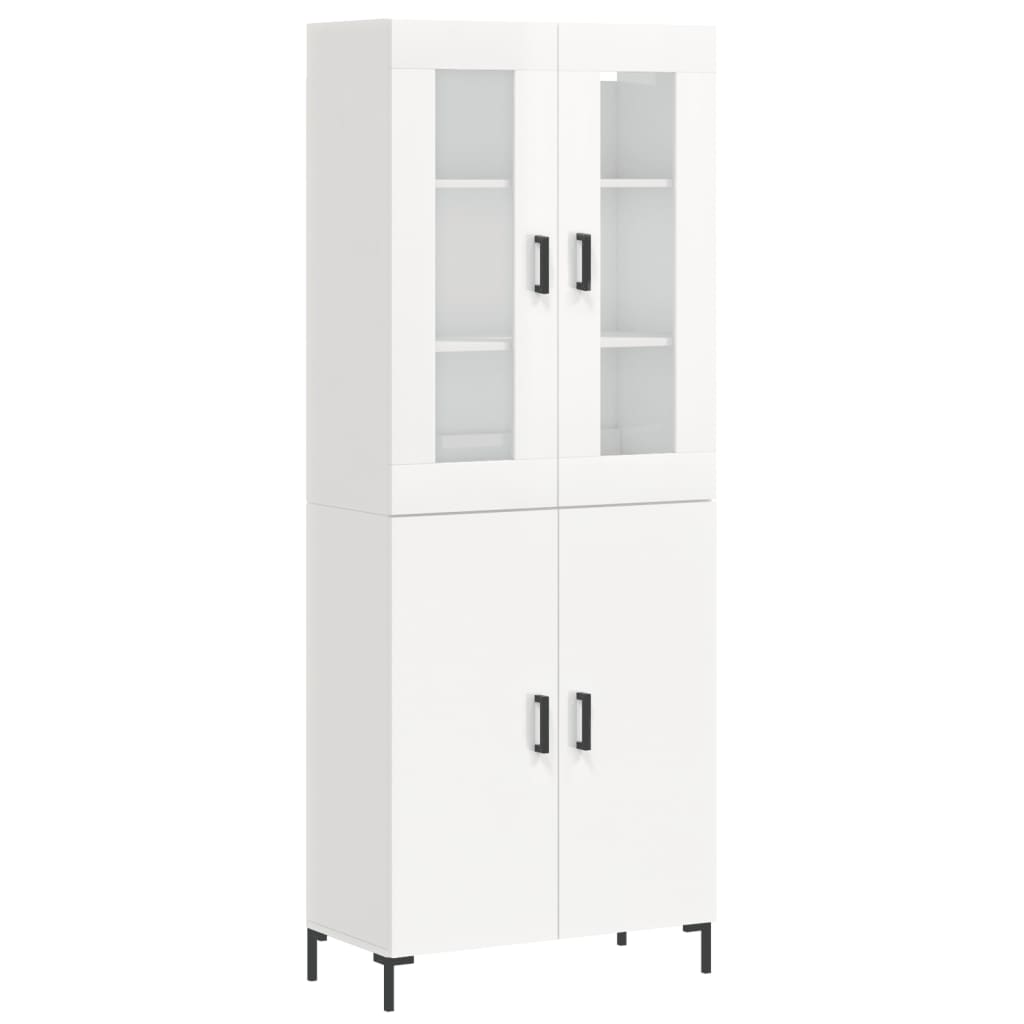 Buffet haut blanc brillant 69,5x34x180 cm en bois