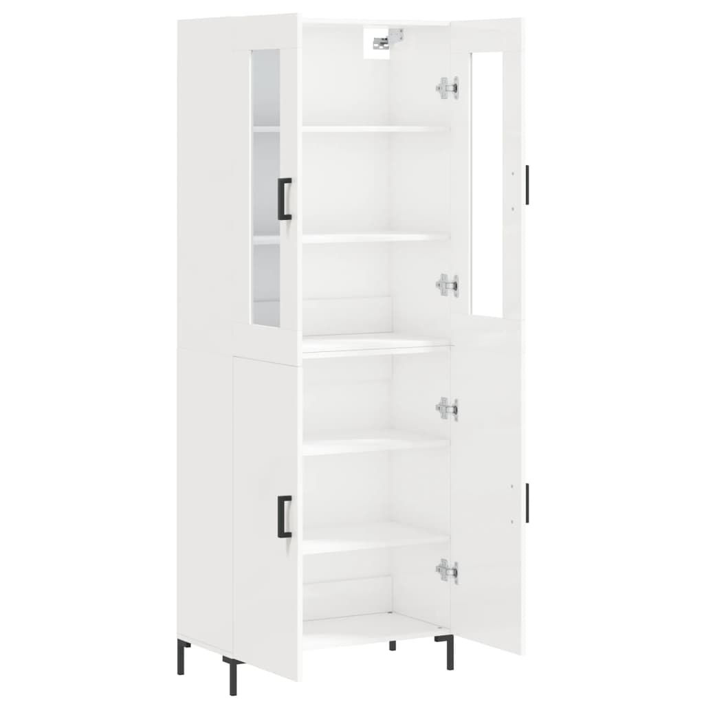 Buffet haut blanc brillant 69,5x34x180 cm en bois