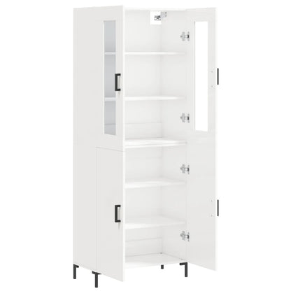 Buffet haut blanc brillant 69,5x34x180 cm en bois