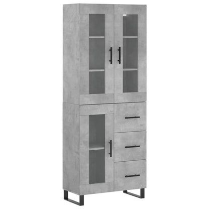 Buffet haut gris béton 69,5x34x180 cm en bois