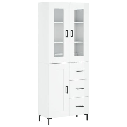 Buffet haut blanc brillant 69,5x34x180 cm en bois