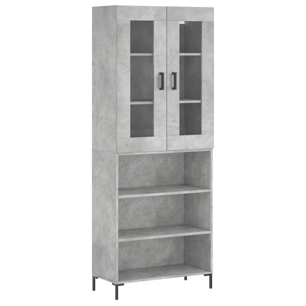 Buffet haut gris béton 69,5x34x180 cm en bois