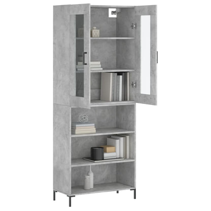 Buffet haut gris béton 69,5x34x180 cm en bois