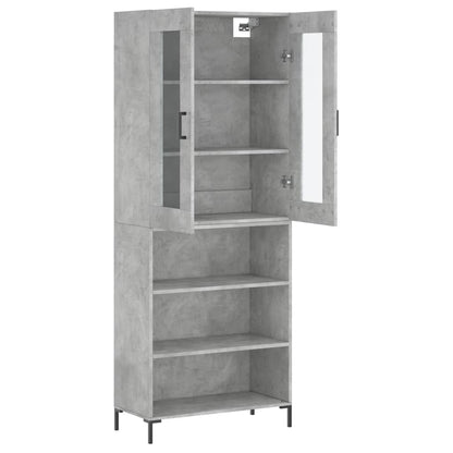 Buffet haut gris béton 69,5x34x180 cm en bois