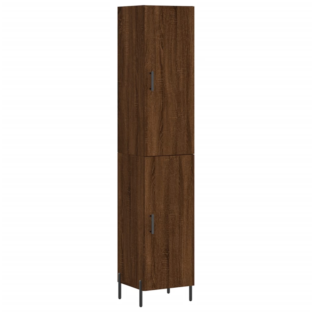 Buffet haut aspect chêne marron 34,5x34x180 cm matériau bois