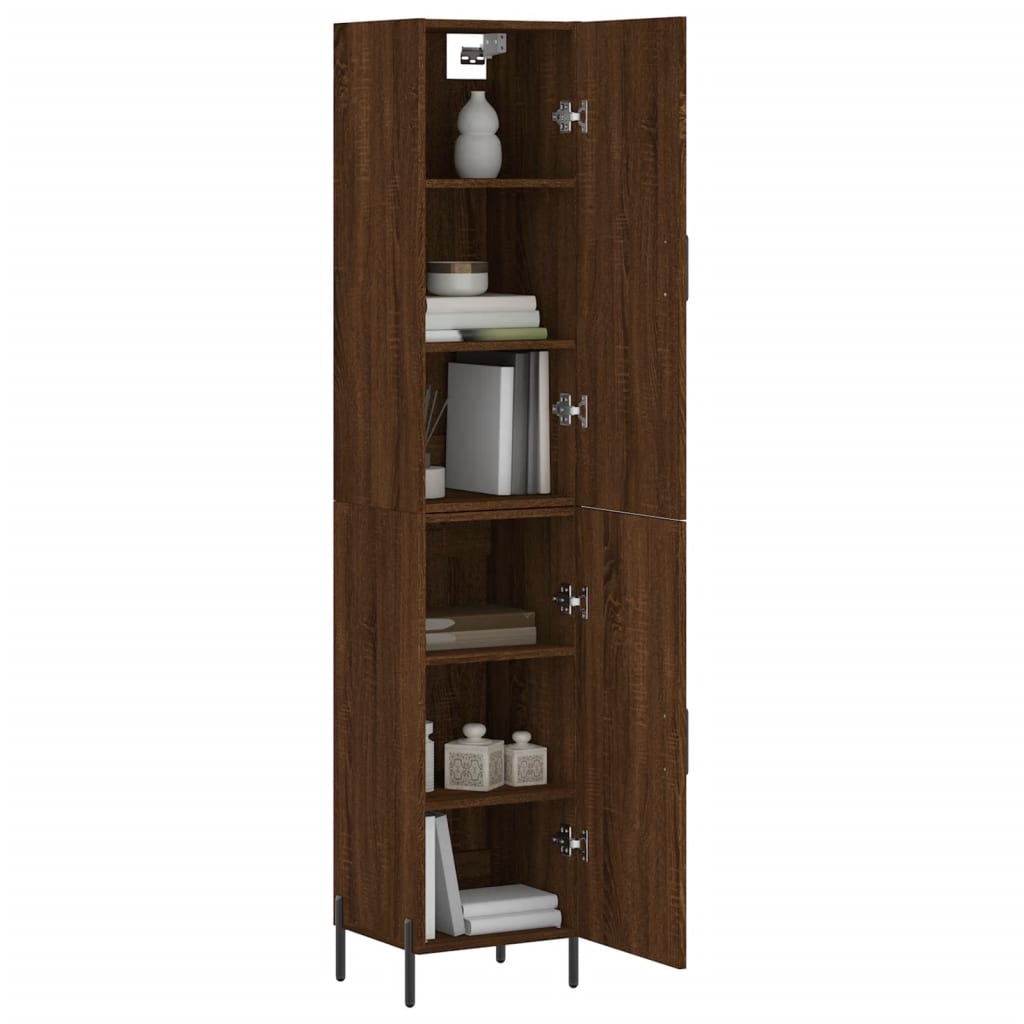 Buffet haut aspect chêne marron 34,5x34x180 cm matériau bois