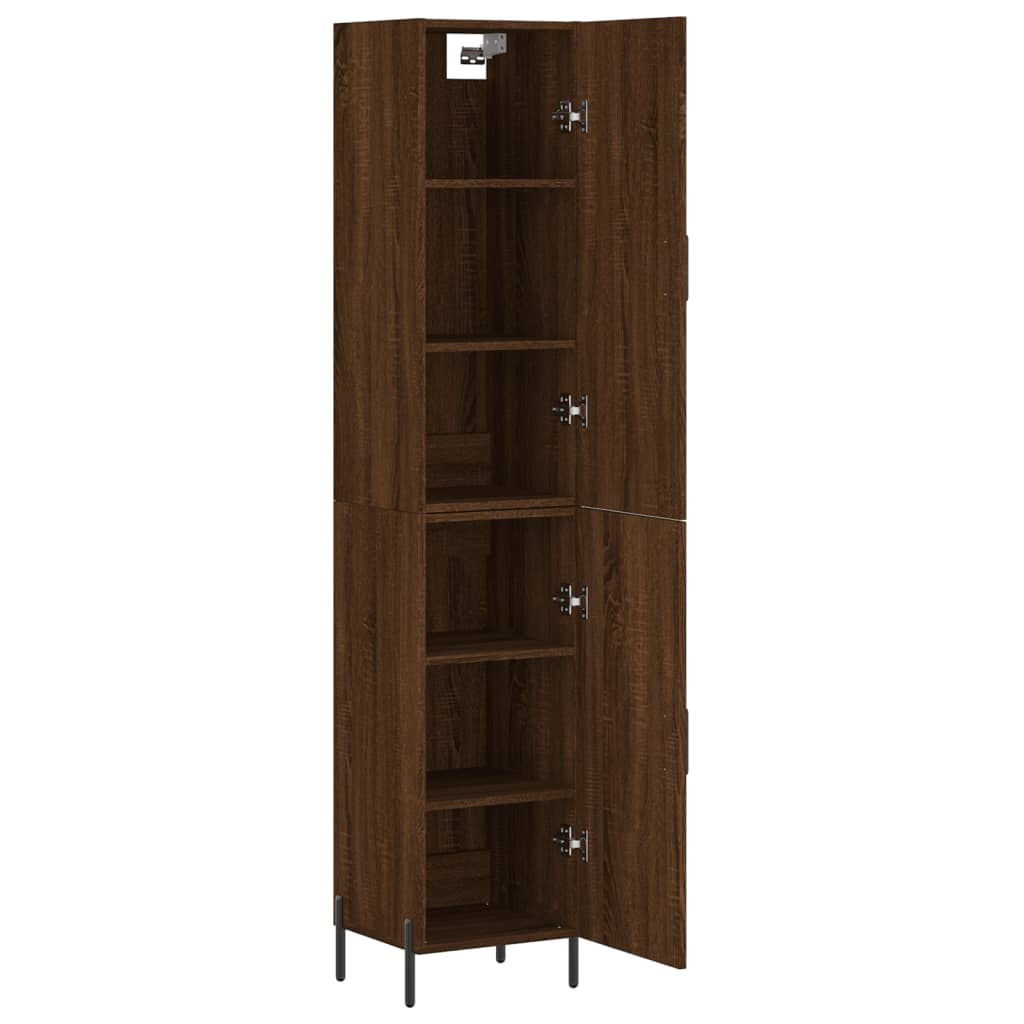 Buffet haut aspect chêne marron 34,5x34x180 cm matériau bois