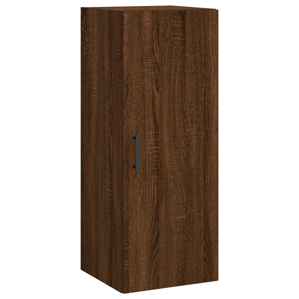 Buffet haut aspect chêne marron 34,5x34x180 cm matériau bois