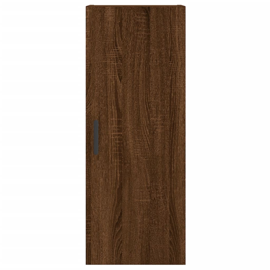 Buffet haut aspect chêne marron 34,5x34x180 cm matériau bois