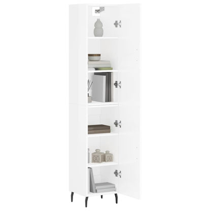 Buffet haut blanc brillant 34,5x34x180 cm en bois