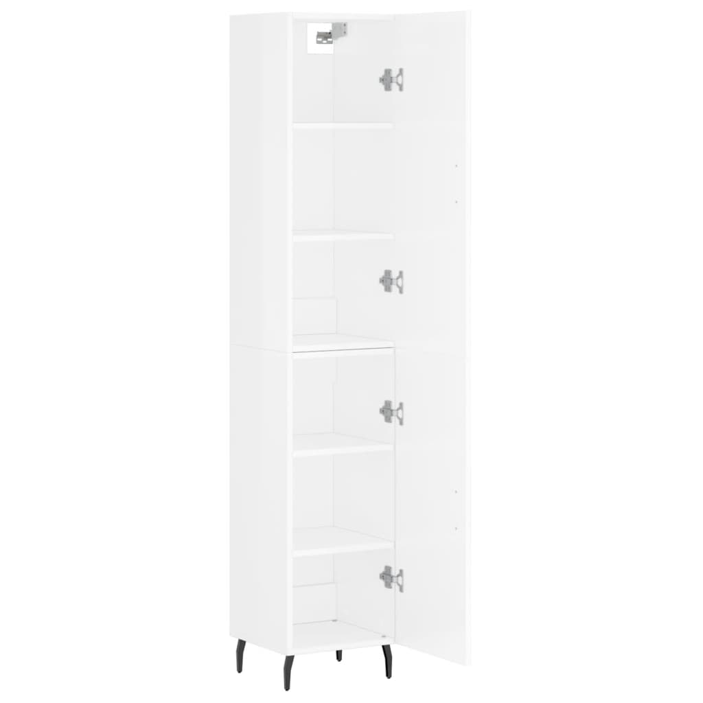 Buffet haut blanc brillant 34,5x34x180 cm en bois