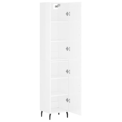 Buffet haut blanc brillant 34,5x34x180 cm en bois