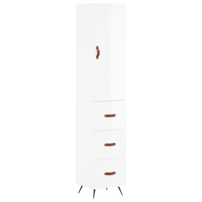 Buffet haut blanc brillant 34,5x34x180 cm en bois