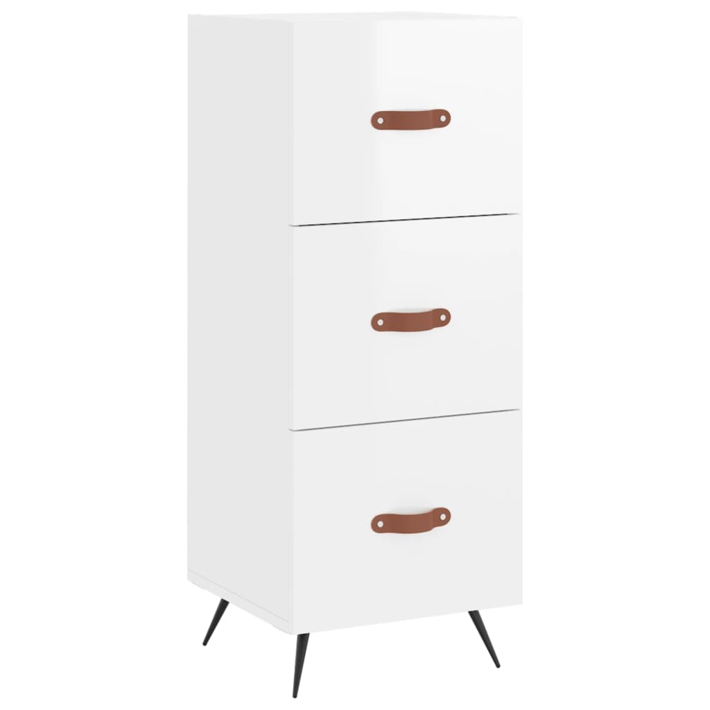 Buffet haut blanc brillant 34,5x34x180 cm en bois