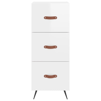 Buffet haut blanc brillant 34,5x34x180 cm en bois