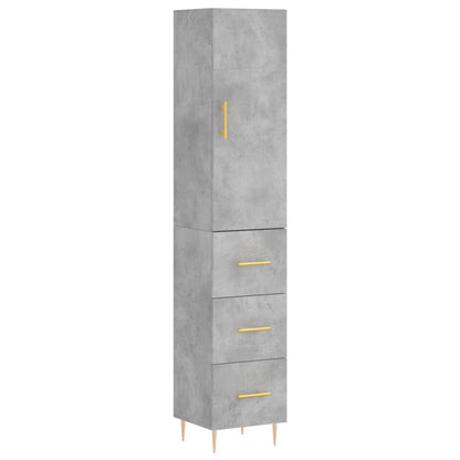 Buffet haut béton gris 34,5x34x180 cm en bois