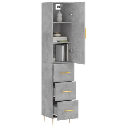 Buffet haut béton gris 34,5x34x180 cm en bois