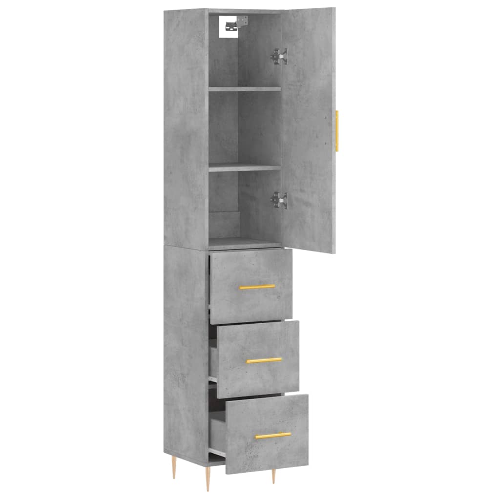 Buffet haut béton gris 34,5x34x180 cm en bois