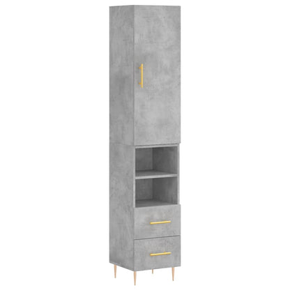 Buffet haut béton gris 34,5x34x180 cm en bois