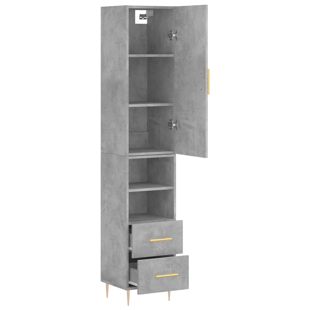 Buffet haut béton gris 34,5x34x180 cm en bois