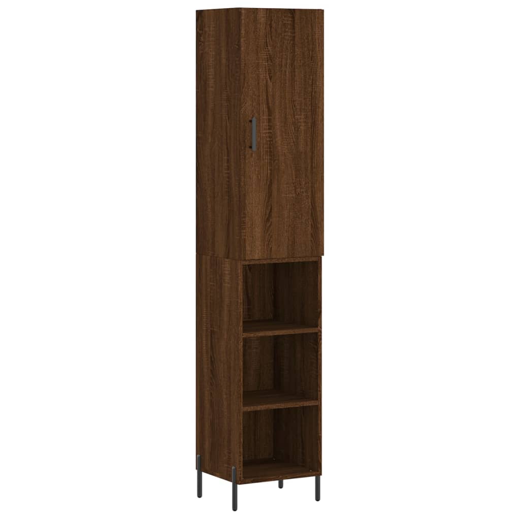 Buffet haut aspect chêne marron 34,5x34x180 cm matériau bois