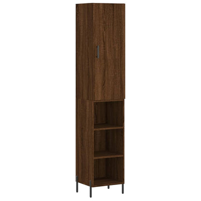 Buffet haut aspect chêne marron 34,5x34x180 cm matériau bois