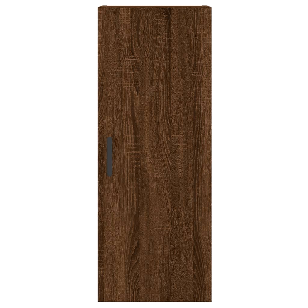 Buffet haut aspect chêne marron 34,5x34x180 cm matériau bois