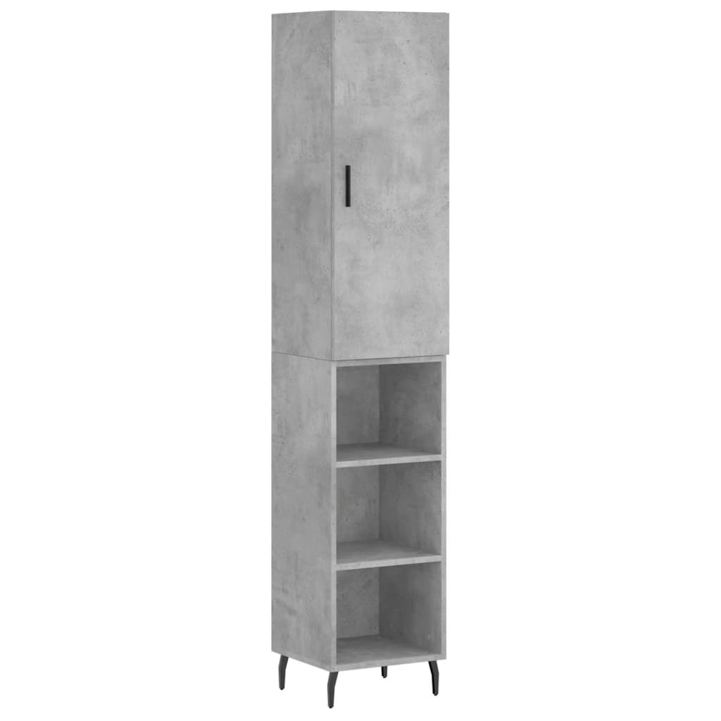 Buffet haut béton gris 34,5x34x180 cm en bois