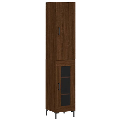 Buffet haut aspect chêne marron 34,5x34x180 cm matériau bois