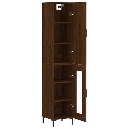 Buffet haut aspect chêne marron 34,5x34x180 cm matériau bois