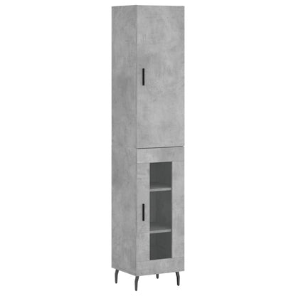 Buffet haut béton gris 34,5x34x180 cm en bois