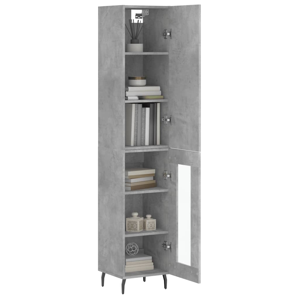 Buffet haut béton gris 34,5x34x180 cm en bois