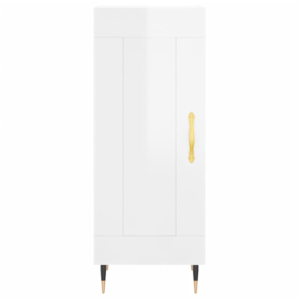 Buffet haut blanc brillant 34,5x34x180 cm en bois