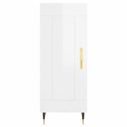 Buffet haut blanc brillant 34,5x34x180 cm en bois