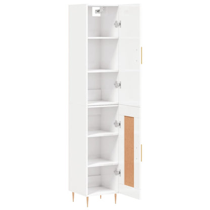 Buffet haut blanc brillant 34,5x34x180 cm en bois