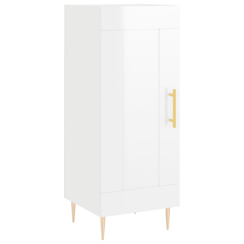 Buffet haut blanc brillant 34,5x34x180 cm en bois