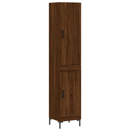 Buffet haut aspect chêne marron 34,5x34x180 cm matériau bois