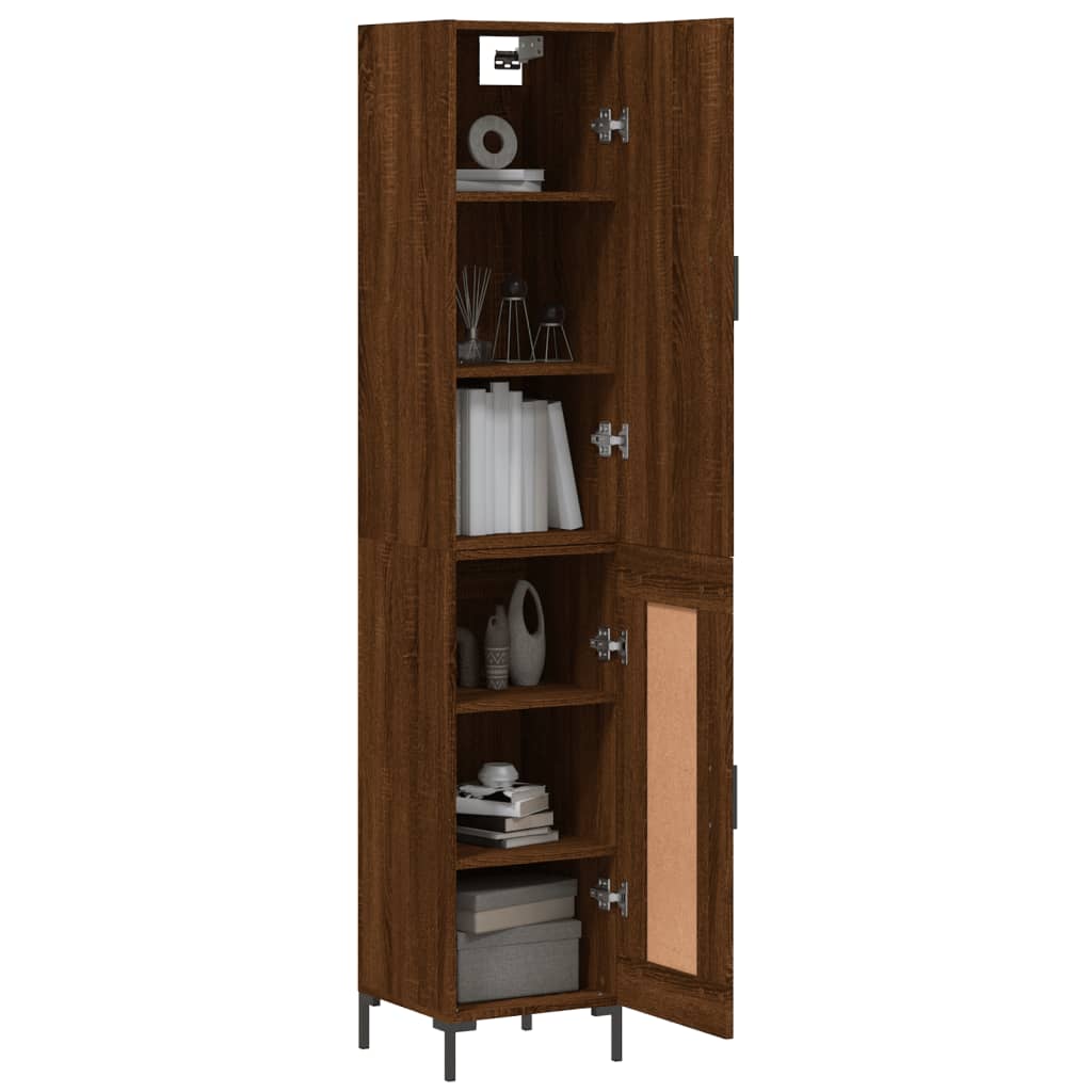 Buffet haut aspect chêne marron 34,5x34x180 cm matériau bois