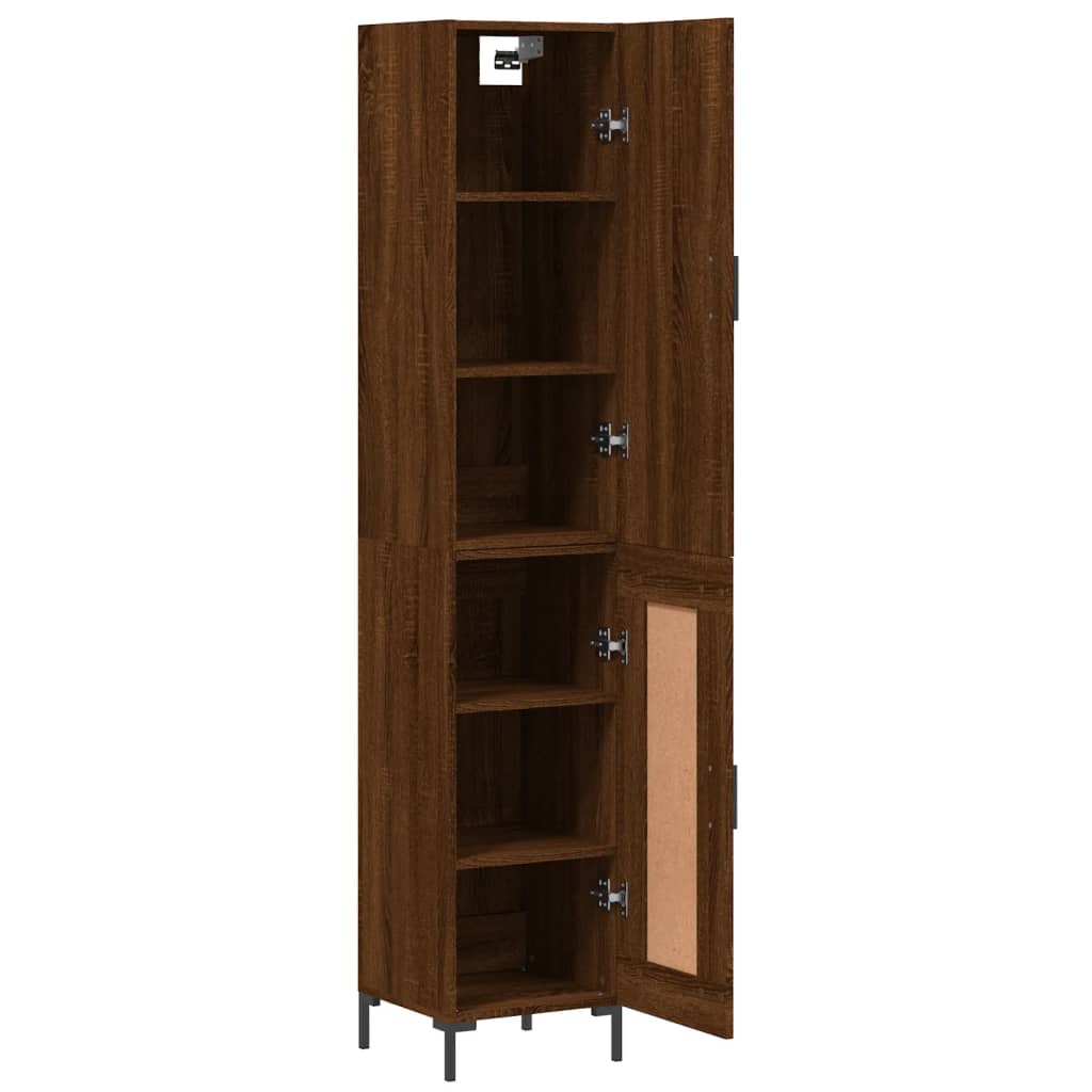 Buffet haut aspect chêne marron 34,5x34x180 cm matériau bois