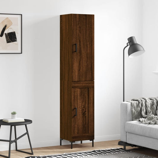 Buffet haut aspect chêne marron 34,5x34x180 cm matériau bois