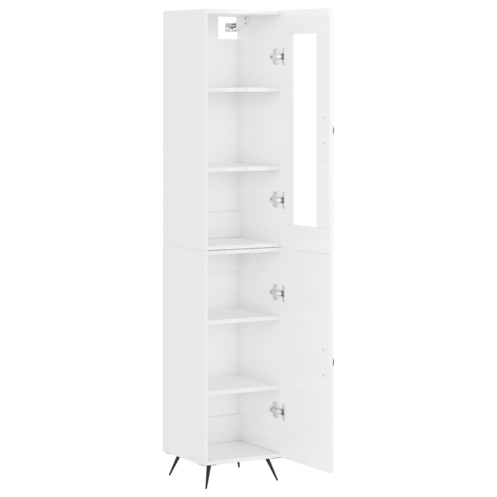 Buffet haut blanc brillant 34,5x34x180 cm en bois