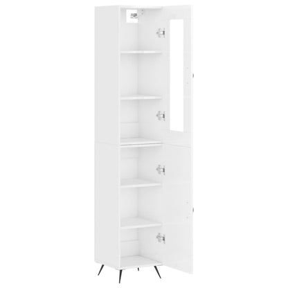 Buffet haut blanc brillant 34,5x34x180 cm en bois