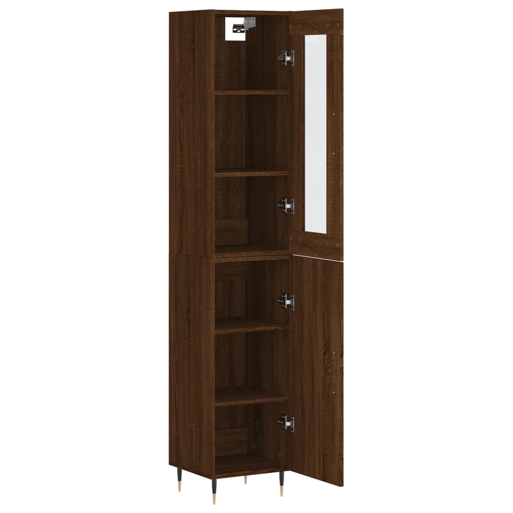 Buffet haut aspect chêne marron 34,5x34x180 cm matériau bois